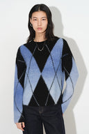 Monica Space Dyed Gradient Argyle Sweater in Alpaca Blend