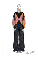 Monica Space Dyed Gradient Argyle Sweater in Alpaca Blend