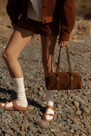 Monti East West Shoulder Bag in Suede Calfskin