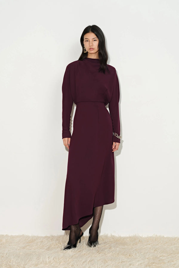 Munich Draped Layered Bodice Gigot Sleeve Dress