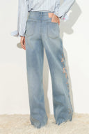 Myla Burnout Mesh Jeans mit weitem Bein