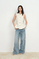 Myla Burnout Mesh Jeans mit weitem Bein
