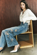 Myla Burnout Mesh Wide Leg Jeans