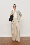 Nao Striped Relaxed Long Sleeve Shirt in Cotton Blend Poplin