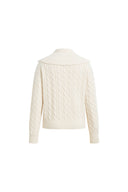Naomi-Polo-Pullover aus Wollmischung mit Zopfmuster