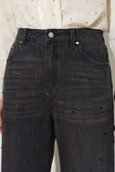 Nia Hand Studded Fringed Straight Leg Jeans
