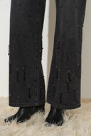 Nia Hand Studded Fringed Straight Leg Jeans