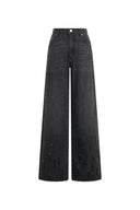 Nia Hand Studded Fringed Straight Leg Jeans