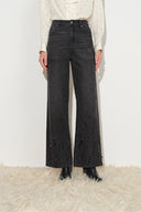 Nia Hand Studded Fringed Straight Leg Jeans
