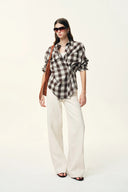 Nicole's Two Way Plaid Shirt in  Lyocell Merino Wool Blend