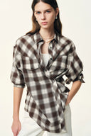 Nicole's Two Way Plaid Shirt in  Lyocell Merino Wool Blend