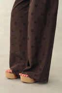 Nina Embroidered Scraf Wrap Pants in Cotton