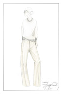 Pantalones Norma blancos de pernera curva con cordón