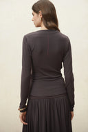 Nyx Drapy Ruched Off Shoulder Top in Tencel Blend