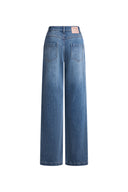 Odelia jeans met rechte pijpen, leren gesp en van katoendenim