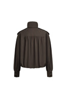 Oria Scarf Tie Bubble Hem Cropped Jacket in Wool Blend