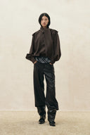 Oria Scarf Tie Bubble Hem Cropped Jacket in Wool Blend