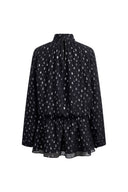 Paris Ruched Shimmering Polka Dots Dress