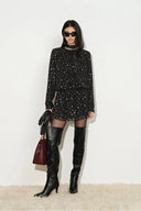 Paris Ruched Shimmering Polka Dots Dress