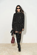 Paris Ruched Shimmering Polka Dots Dress