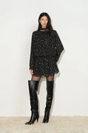 Paris Ruched Shimmering Polka Dots Dress
