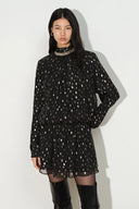 Paris Ruched Shimmering Polka Dots Dress