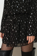 Paris Ruched Shimmering Polka Dots Dress