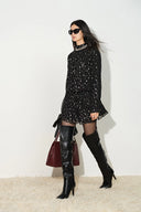 Paris Ruched Shimmering Polka Dots Dress