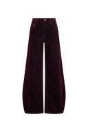 Jeans Patence bordeaux con lucentezza e gamba curva in denim 100% cotone