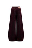 Jeans Patence bordeaux con lucentezza e gamba curva in denim 100% cotone
