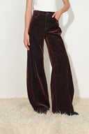 Patence Burgundy Sheen Curved Leg Jeans in 100% Cotton Denim