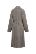 Paula Belted Herringbone Long Coat in Wool Blend