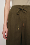 Pantalon large Perla à cordon et perlé en chanvre