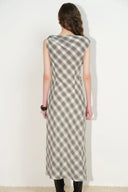 Rhea Sculpted Plaid Dress in Seersucker
