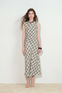 Rhea Sculpted Plaid Dress in Seersucker