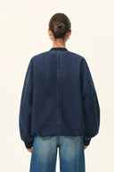 Quinn Denim Bomber Jacket in Lightweight Plain-Weave Denim
