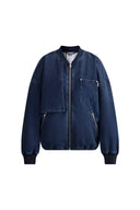Quinn Denim Bomber Jacket in Lightweight Plain-Weave Denim