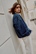 Quinn Denim Bomber Jacket in Lightweight Plain-Weave Denim