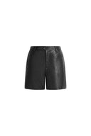 Quinn Topstitched A Line Shorts in Vegan Leather
