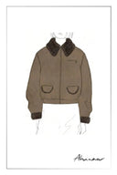 Quinn Vintage Contrast Collar Padded Jacket in Faux Suede