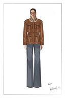 Rae Belted Safari Shirt in Faux Suede