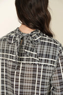 Raven Plaid Mock Neck Tie Back Shirt