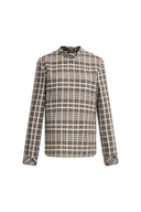 Raven Plaid Mock Neck Tie Back Shirt
