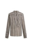 Raven Plaid Mock Neck Tie Back Shirt