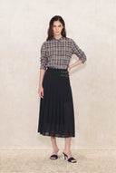 Raven Plaid Mock Neck Tie Back Shirt