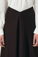 Rhea Burgundy Asymmetric Wrap Midi Skirt in Wool Blend