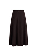 Rhea Burgundy Asymmetric Wrap Midi Skirt in Wool Blend