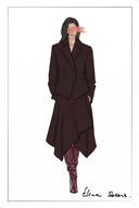 Rhea Burgundy Asymmetric Wrap Midi Skirt in Wool Blend