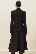Rhea Burgundy Cinched Waist Blazer in Wool Blend