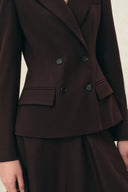 Rhea Burgundy Cinched Waist Blazer in Wool Blend